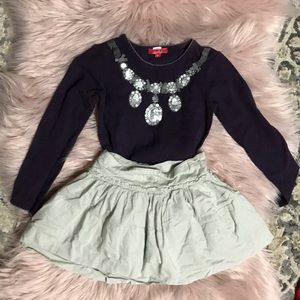 Beautiful set - Top with Sequined Necklace & Skirt